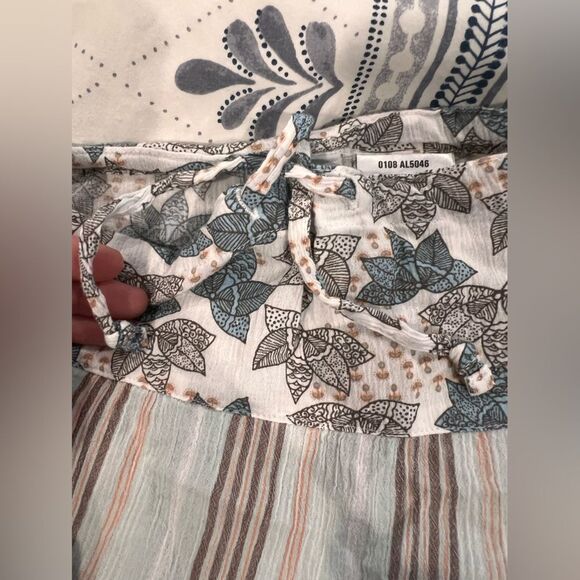 Columbia Spring Boho 100% Cotton Gauze Tiered Mini Skirt Blue Brown Size M - Picture 8 of 11